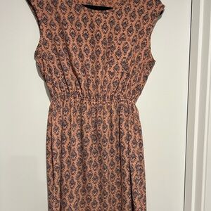 Maitai Peach and Black Patterned knee length Dress